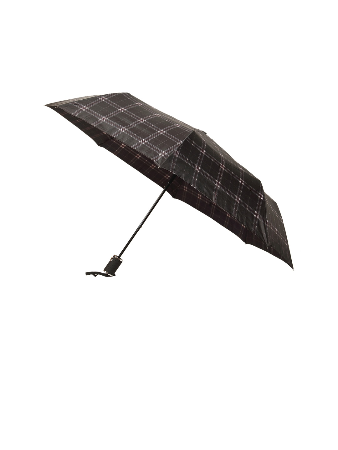 

Calvadoss Women Black & White Checked 3 Fold Umbrella
