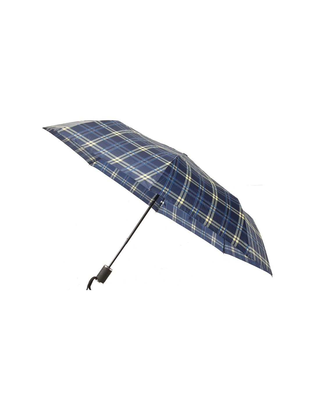 

Calvadoss Men Navy Blue Checked 3 Fold Umbrella