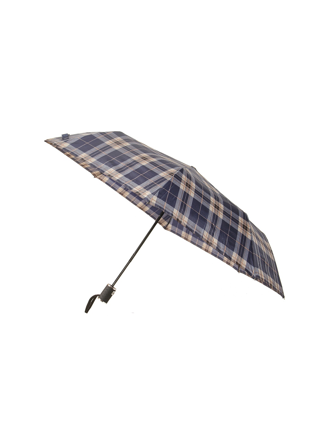 

Calvadoss Navy Blue & Grey Checked 3-Fold Umbrella