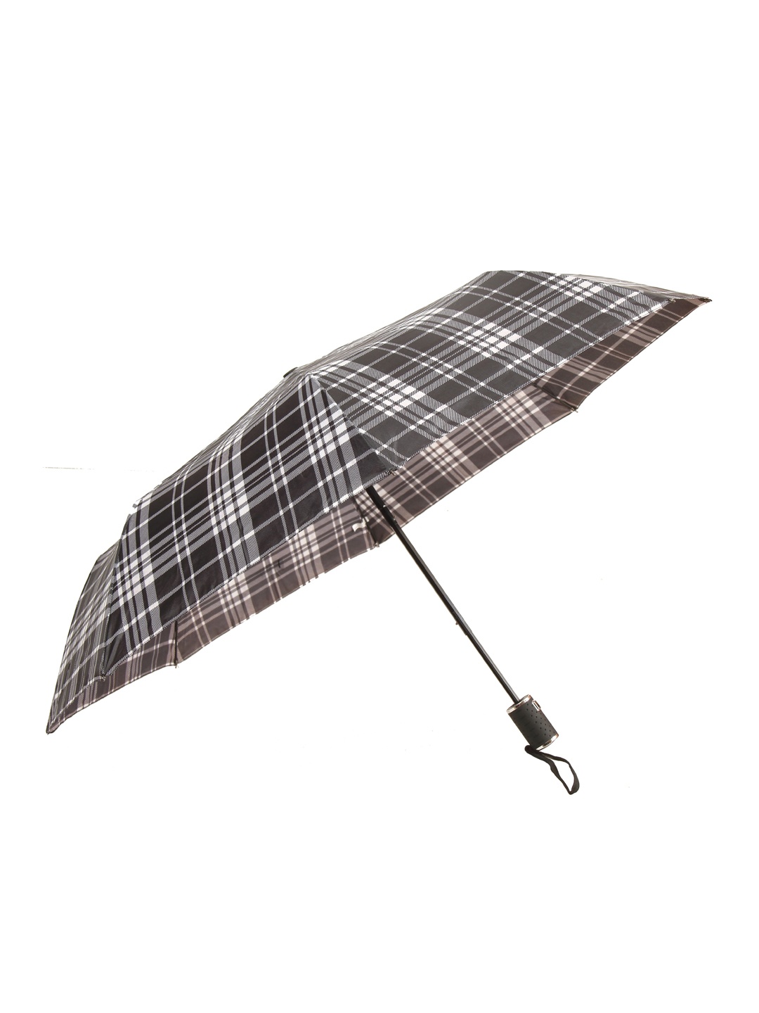 

Calvadoss Men Black & White Checked 3 Fold Umbrellas