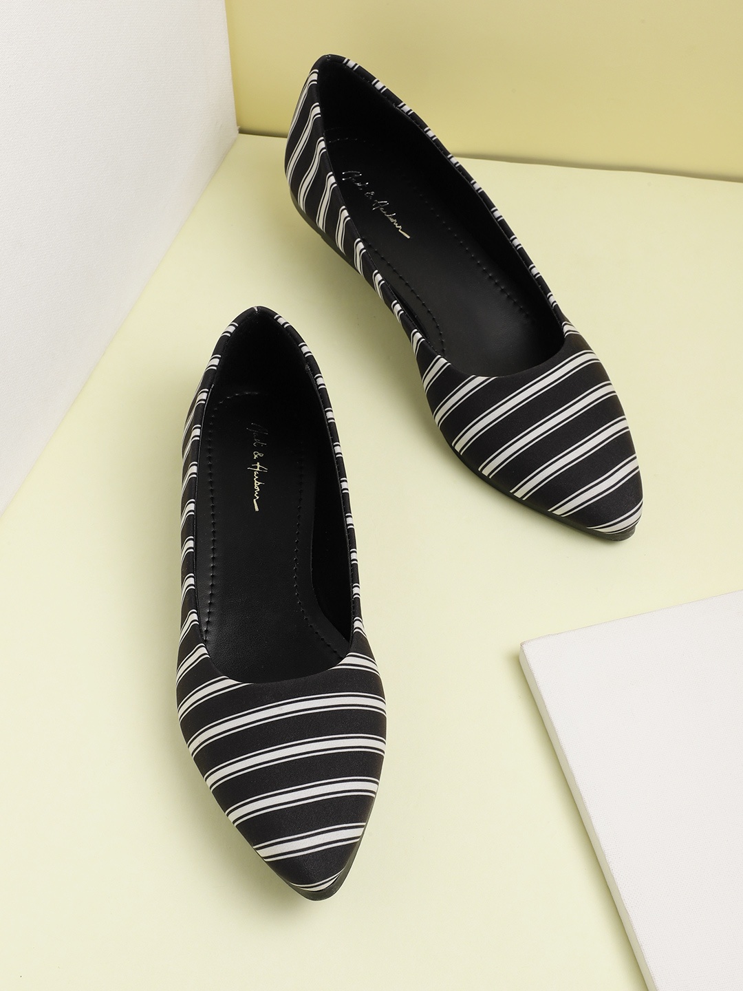 

Mast & Harbour Women Striped Ballerinas, White
