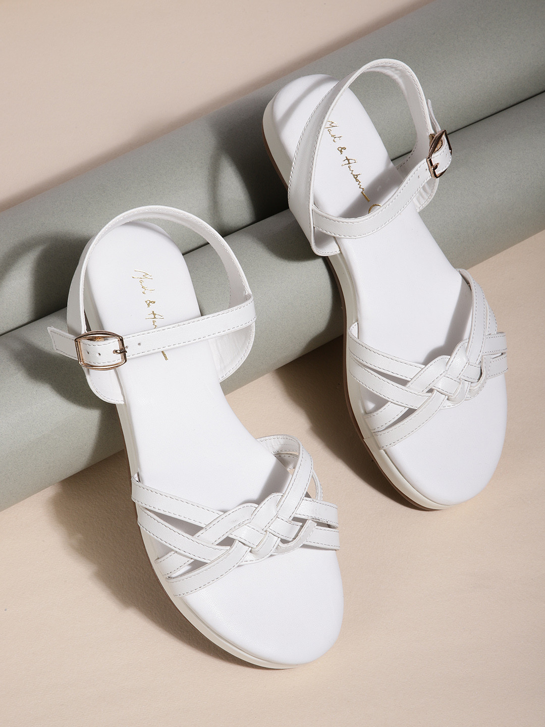 

Mast & Harbour Women White Solid Open Toe Flats