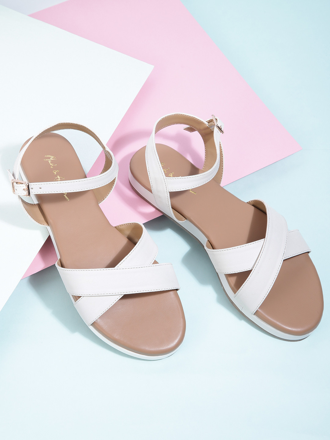 

Mast & Harbour Women White Solid Open Toe Flats