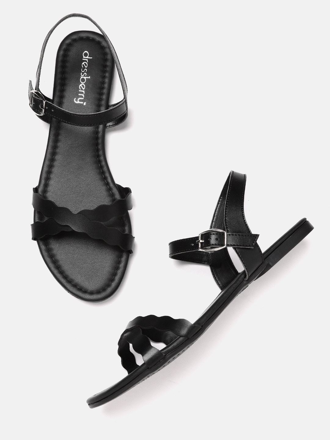 

DressBerry Women Black Solid Open Toe Flats