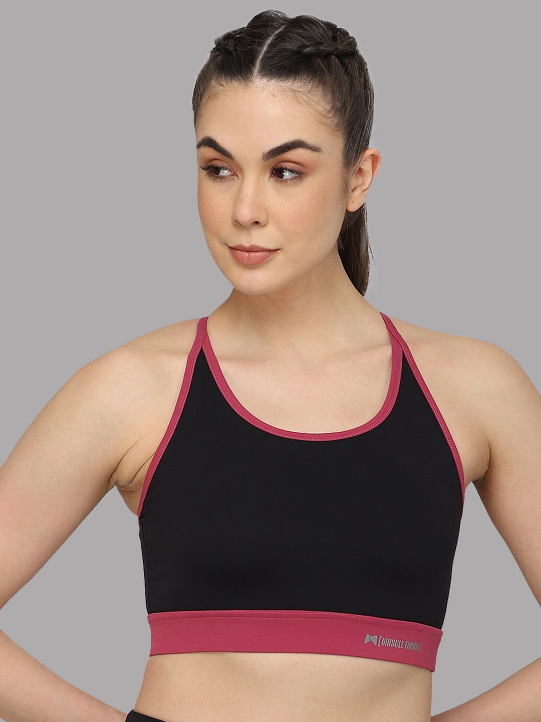 

MUSCLE TORQUE Black & Pink Workout Bra