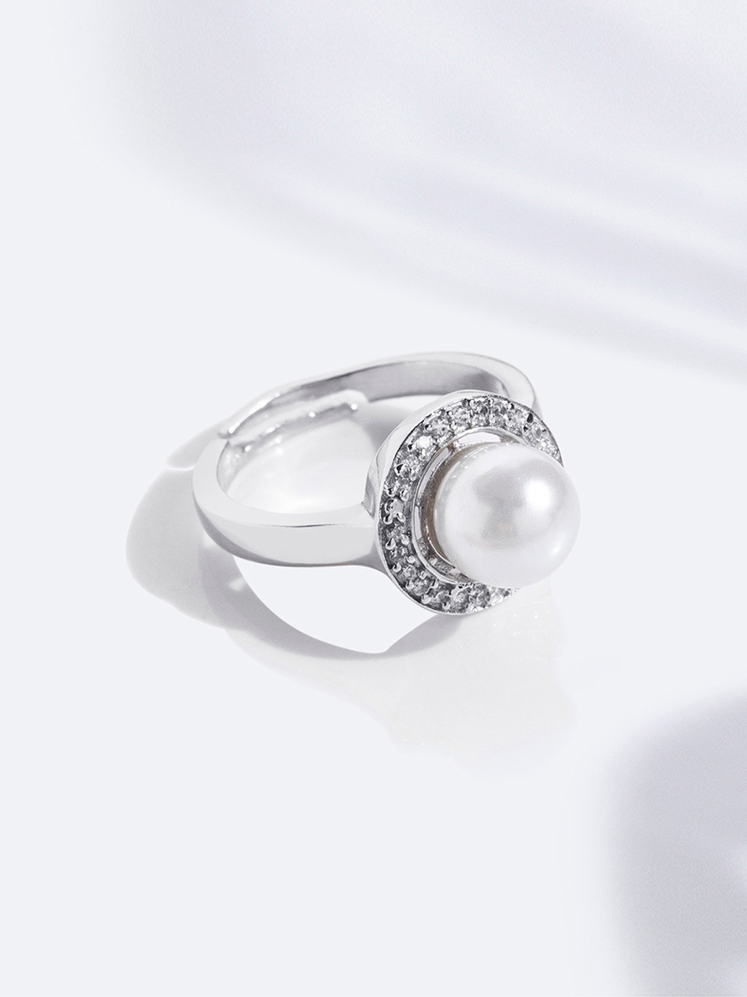 

March by FableStreet Sterling Silver Statement Natural Pearl Studded Ring