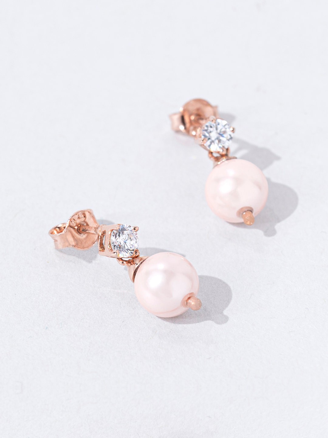 

Mikoto by FableStreet 925 Sterling Silver Rose Gold-Plated Handcrafted Pearl Drop Earrings