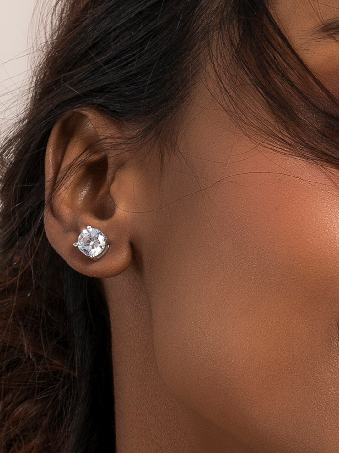 

March by FableStreet 925 Sterling Silver Rhodium-Plated Zircon Handcrafted Studs Earrings