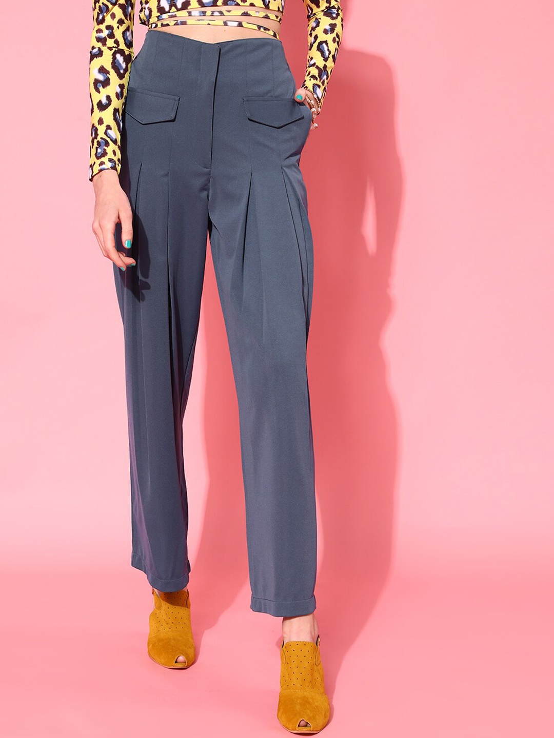 

STREET 9 Women Blue Loose Fit High-Rise Trousers