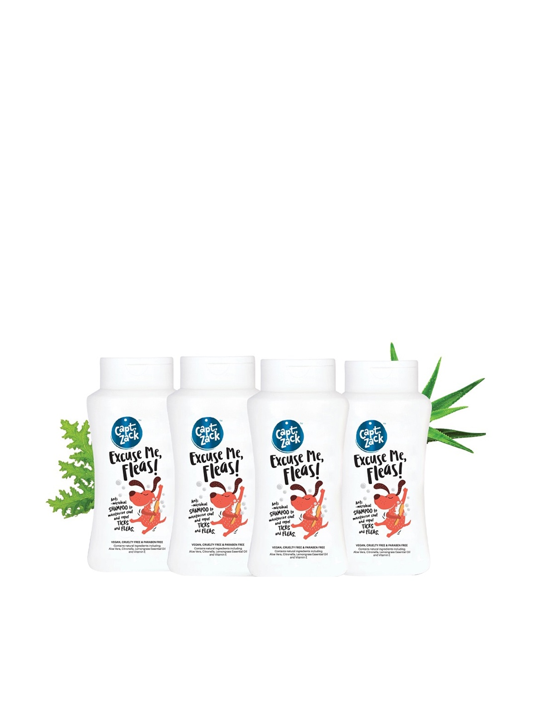 

Captain Zack Set Of 4 Anti-Microbial Shampoos for Dogs 200 ML, White