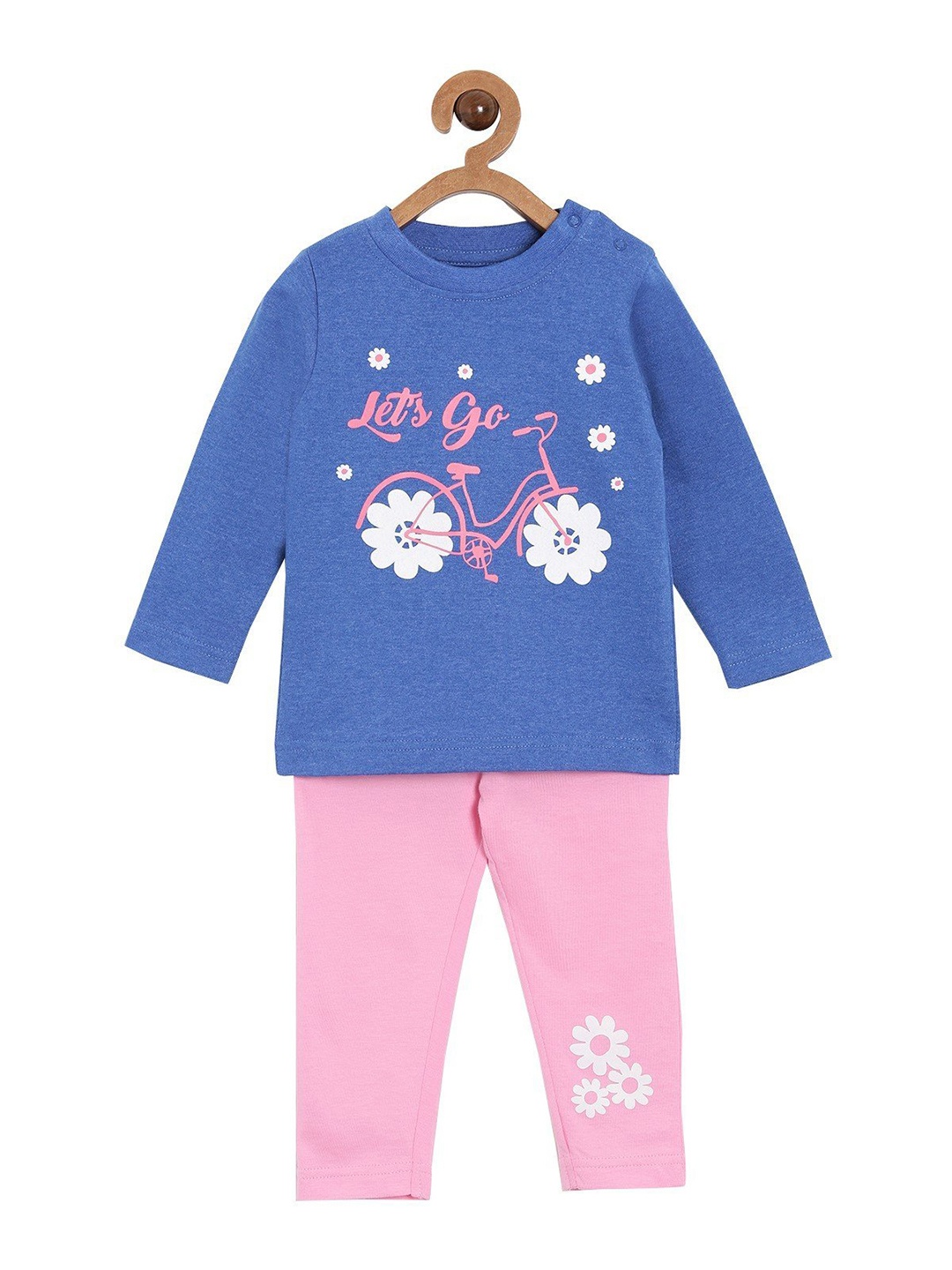 

The Mom Store Unisex Kids Blue & Pink Printed Night suit