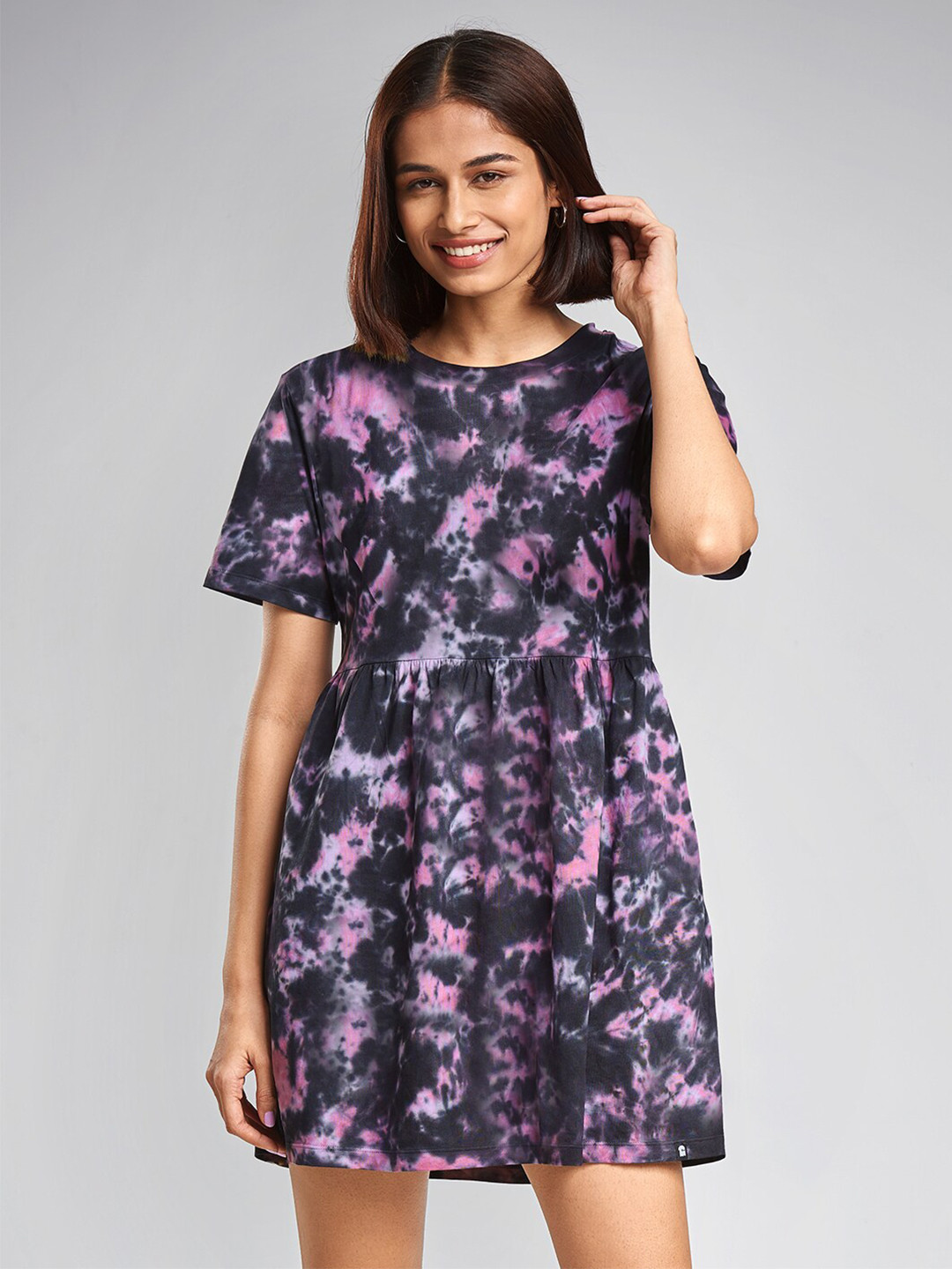 

The Souled Store Black Tie & Dye Oversized Tshirt Mini Dress