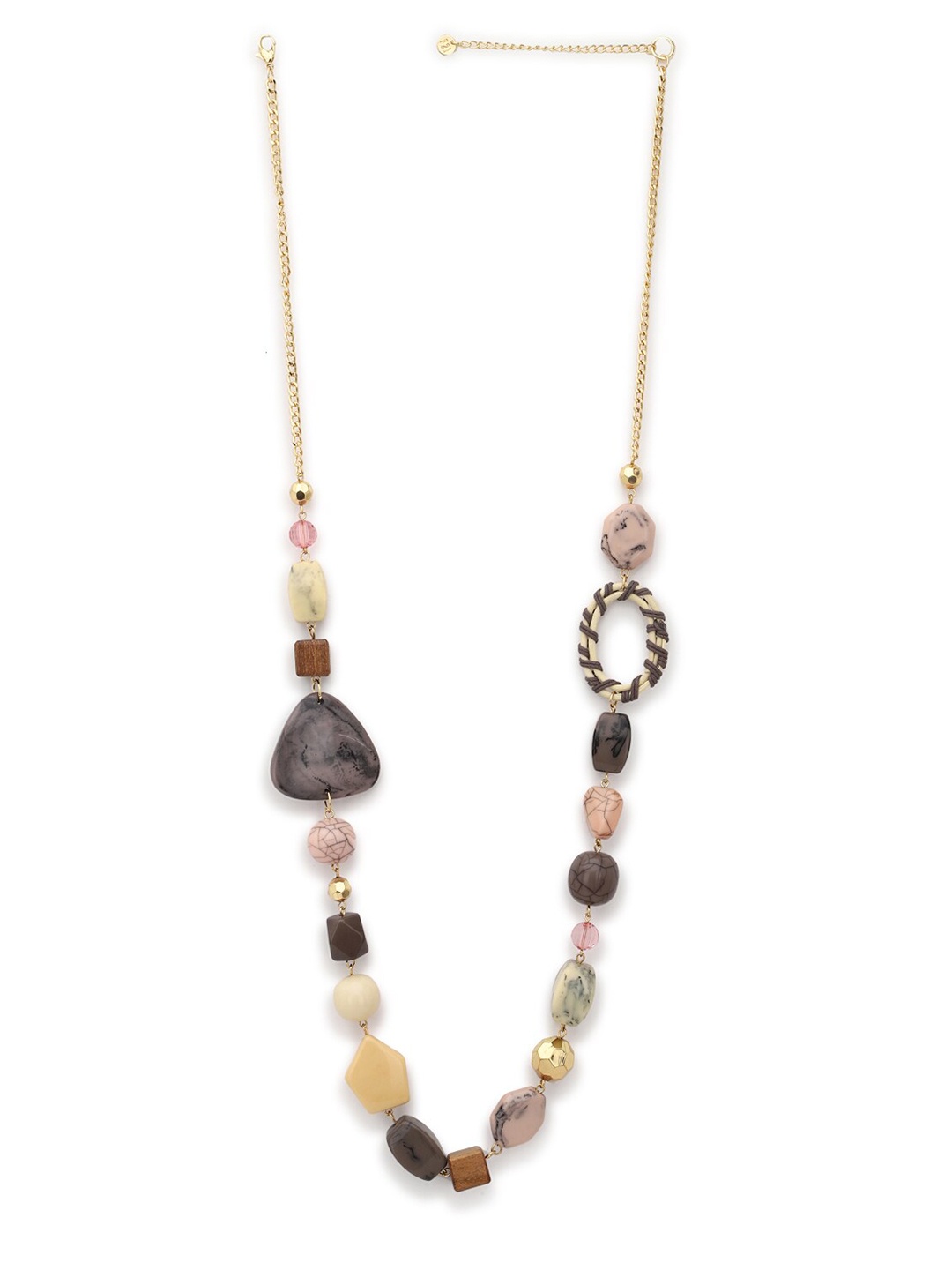 

FOREVER 21 Gold-Plated & Grey Beaded Necklace