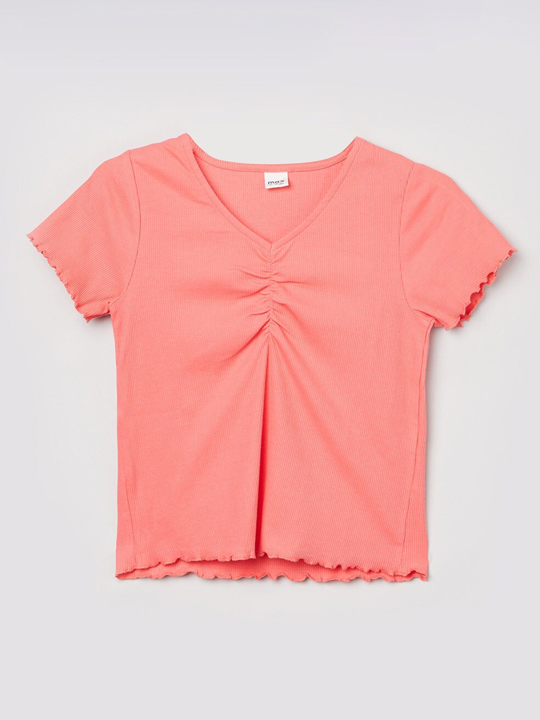 

max Coral Orange V-Neck Top