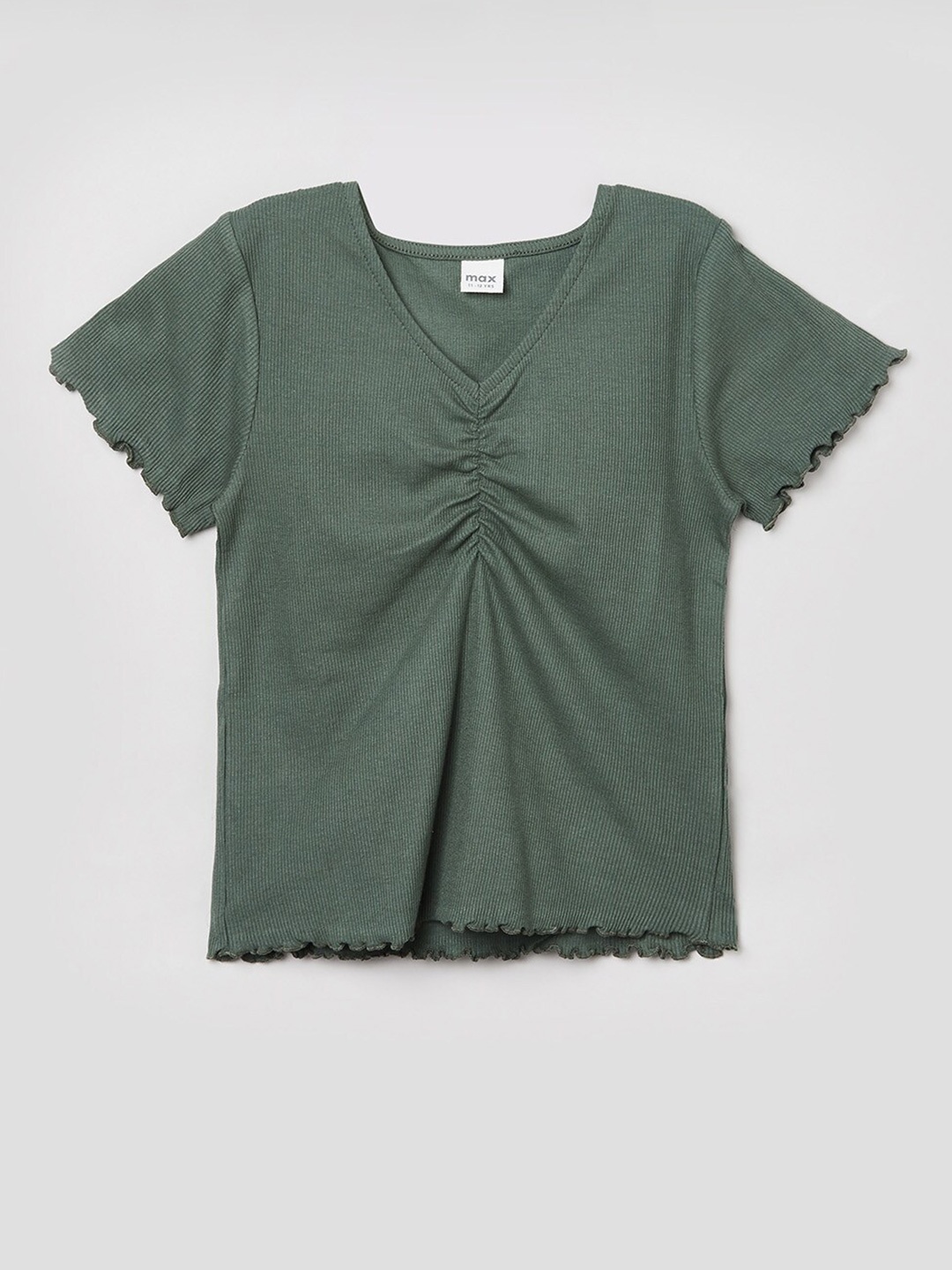 

max Green Ribbed Top