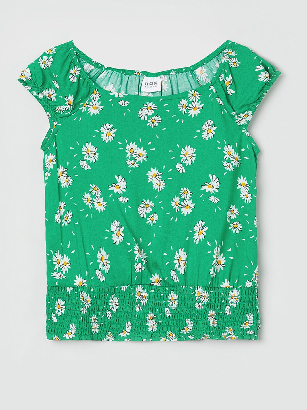 

max Girls Green Floral Print Top