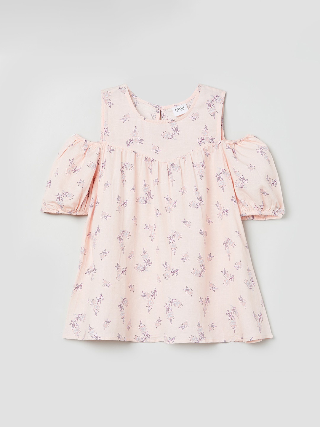 

max Girls Pink & Purple Floral Printed Empire Top