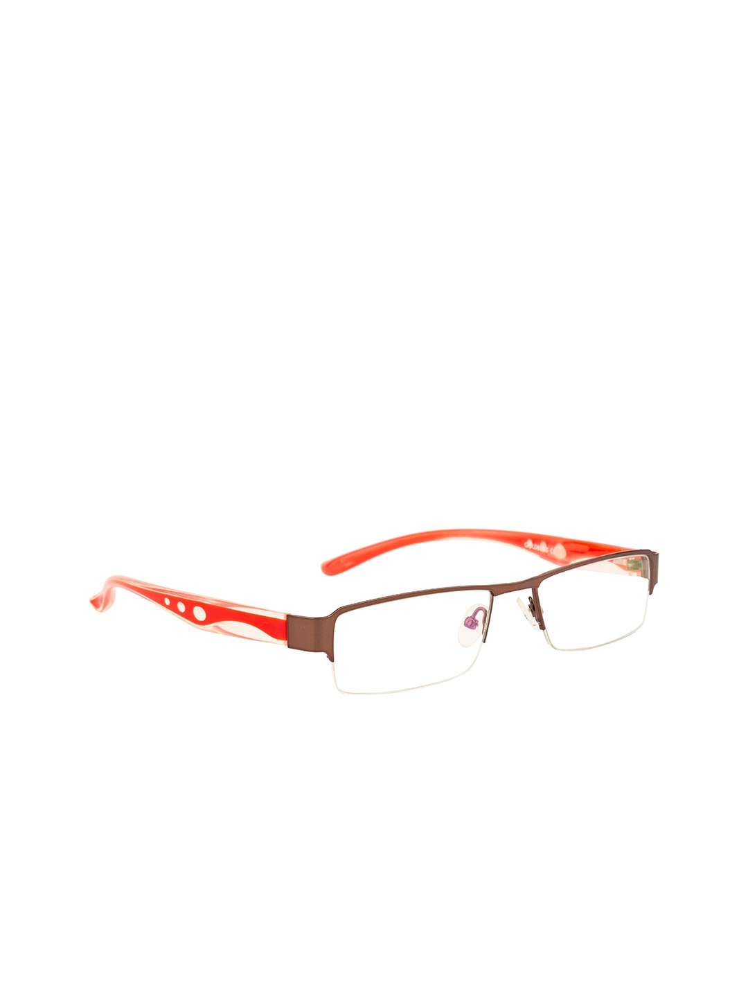 

Gold Berg Unisex Brown & Red Colourblocked Half Rim Rectangle Frames