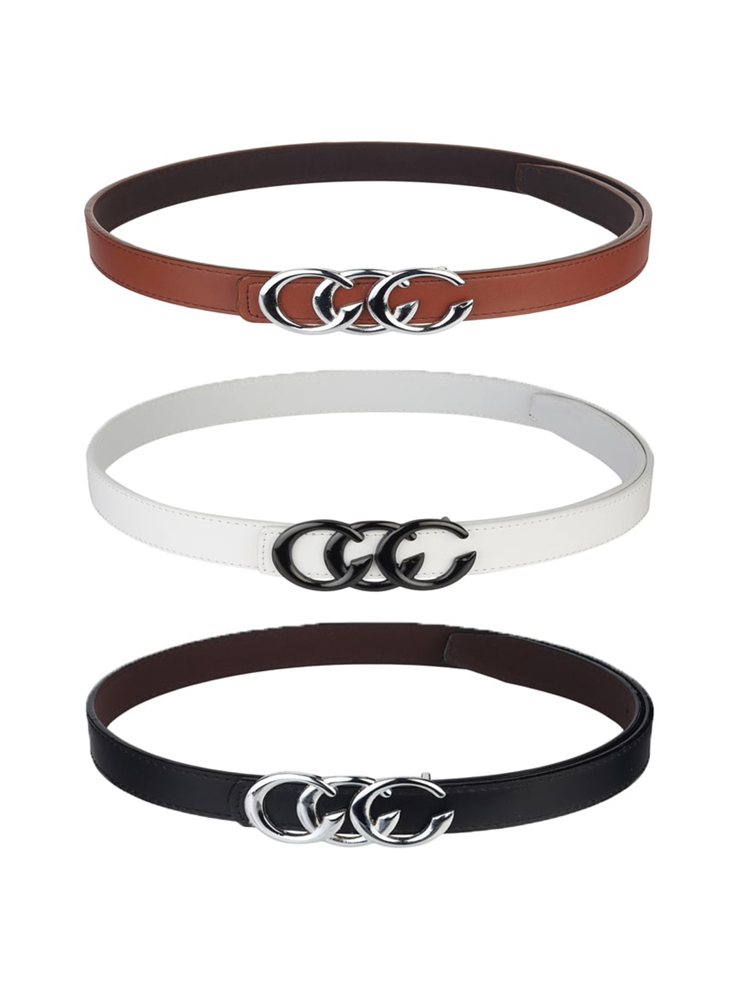 

Kastner Women Brown & Blue Set Of 3 Artificial Leather Belt