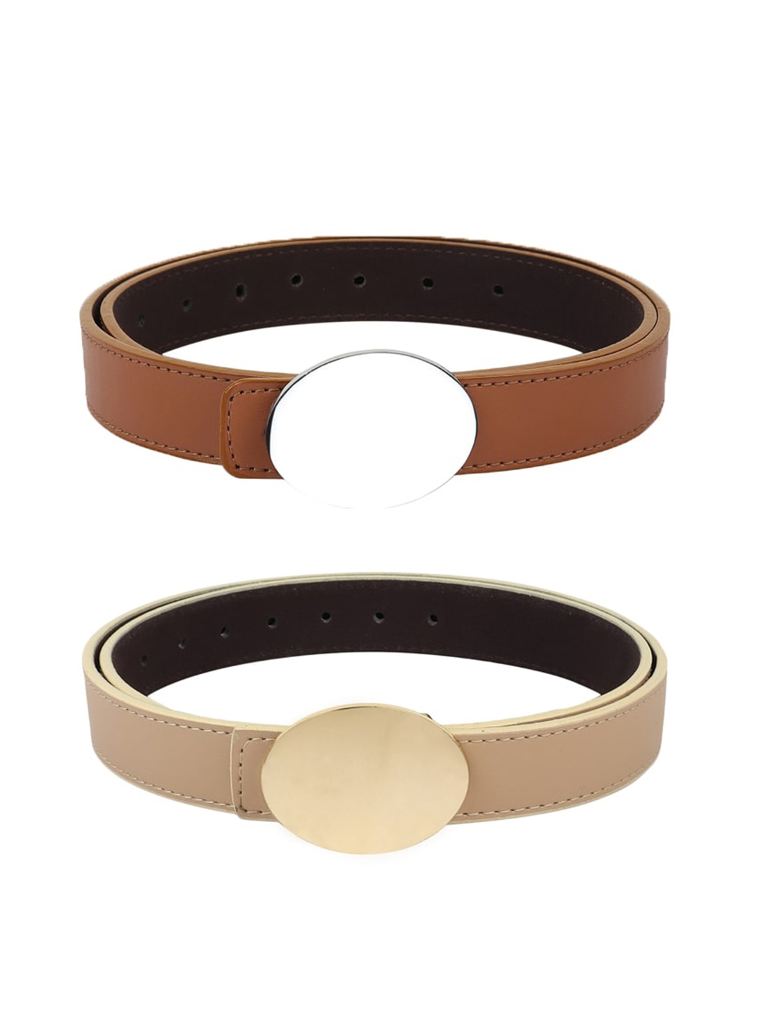 

Kastner Women Brown & Tan Set Of 2 Artificial Leather Belt