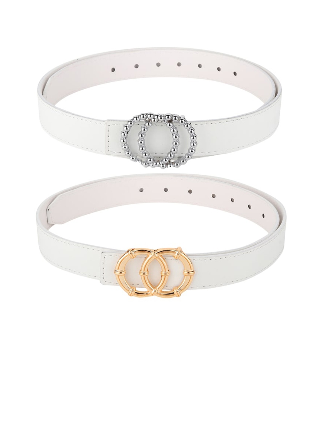 

Kastner Women Set of 2 White Solid Belts