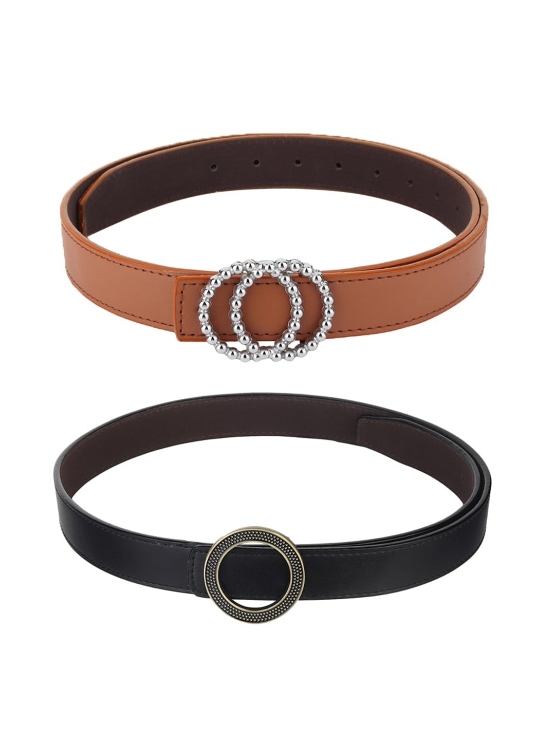 

Kastner Women Pack of 2 Brown & Black Solid Casual Belts