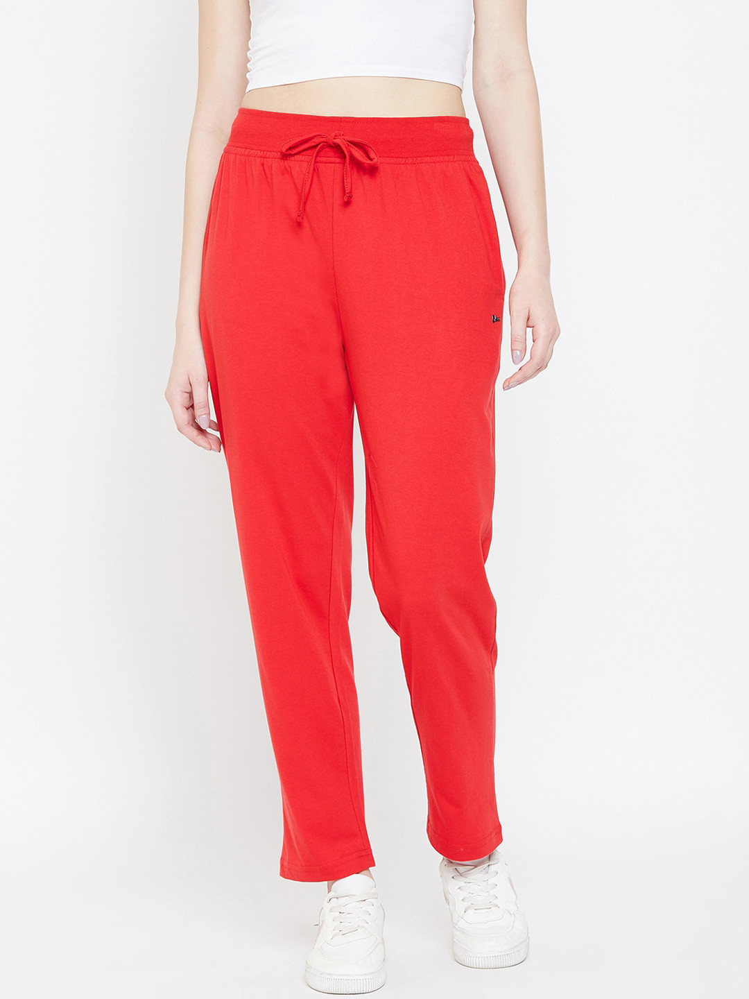 

Okane Women Red Solid Cotton Track Pant