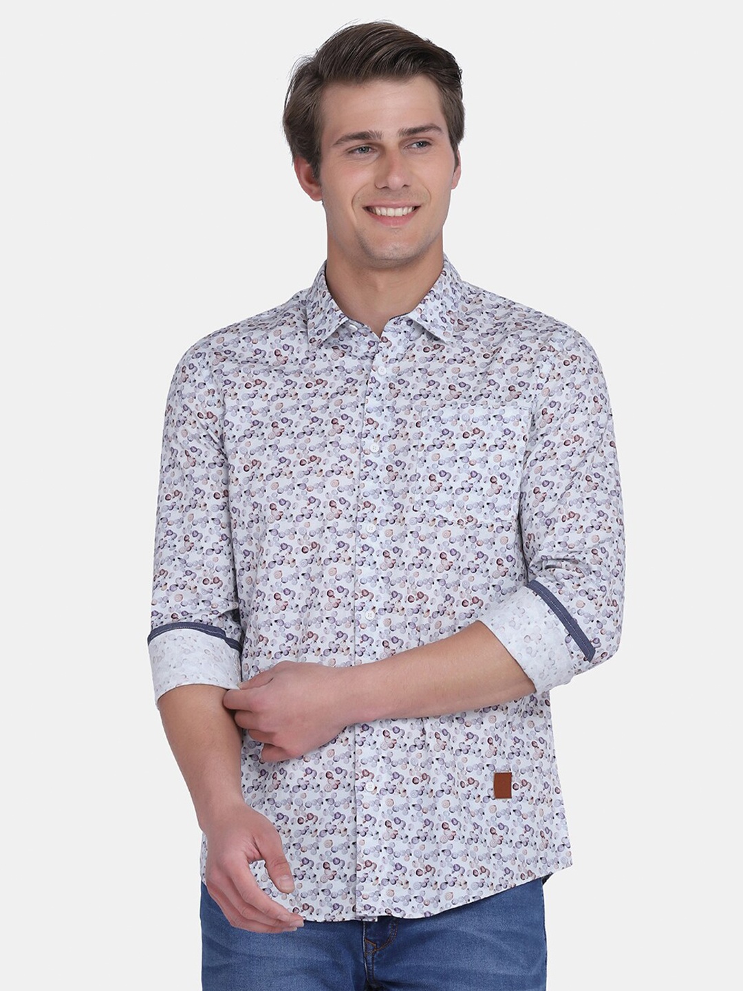 

Blackberrys Men Purple & Blue Phoenix Skinny Fit Printed Casual Cotton Shirt