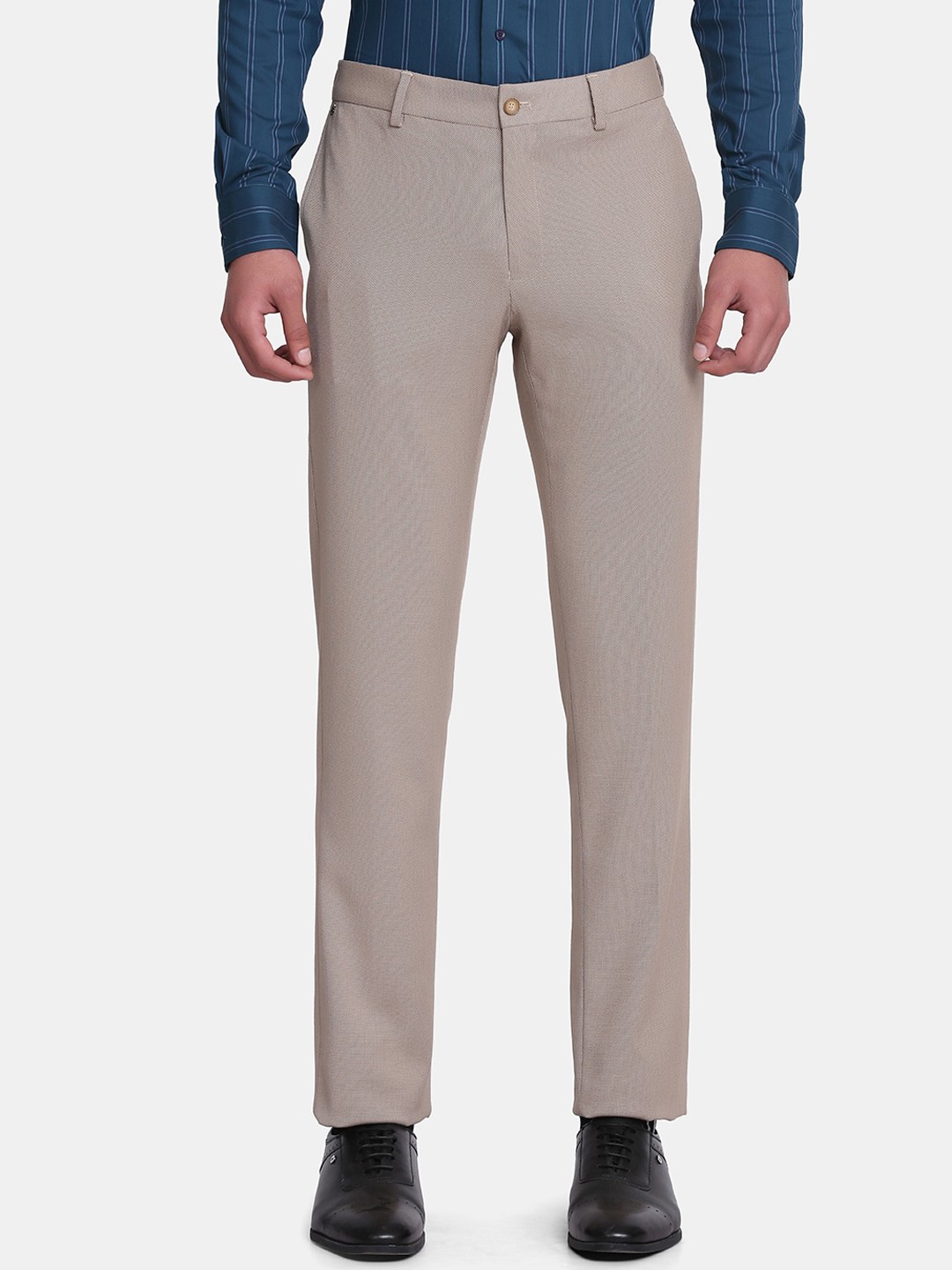 

Blackberrys Men Beige B-95 Slim Fit Formal Trousers