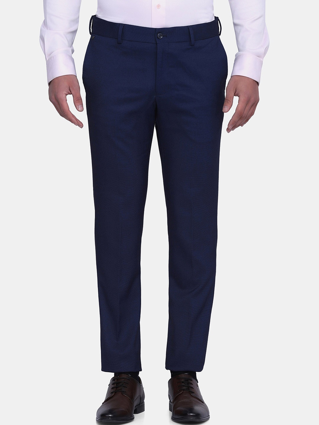 

Blackberrys Men Navy Blue Solid Arise Regular Fit Trousers