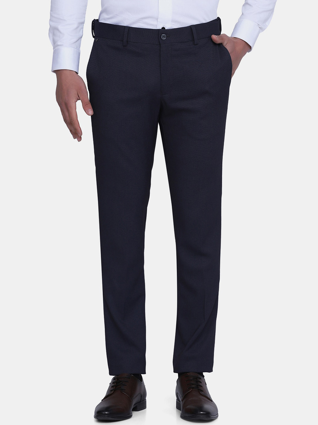 

Blackberrys Men Navy Blue B-95 Slim Fit Woolen Trousers