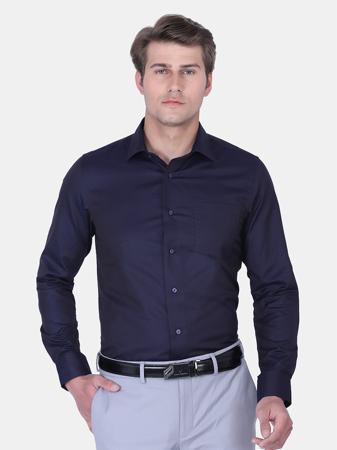 

Blackberrys Men Navy Blue India Slim Fit Cotton Formal Shirt