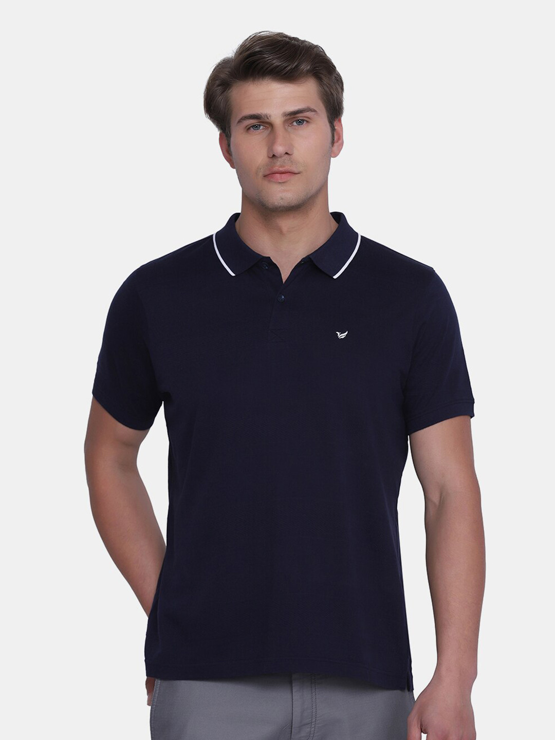 

Blackberrys Men Navy Blue Polo Collar Slim Fit Cotton T-shirt