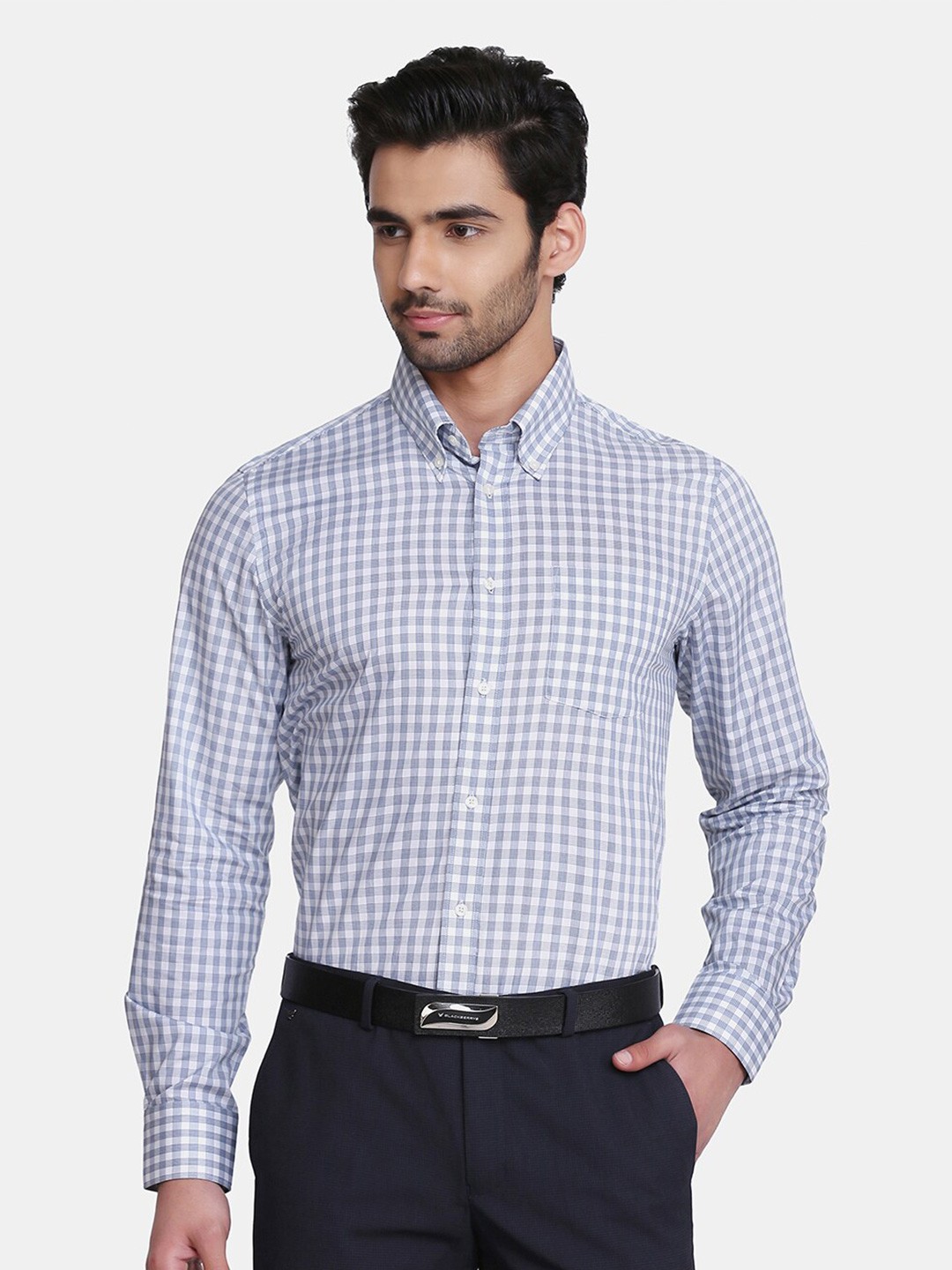 

Blackberrys Men Blue India Slim Fit Checked Formal Shirt
