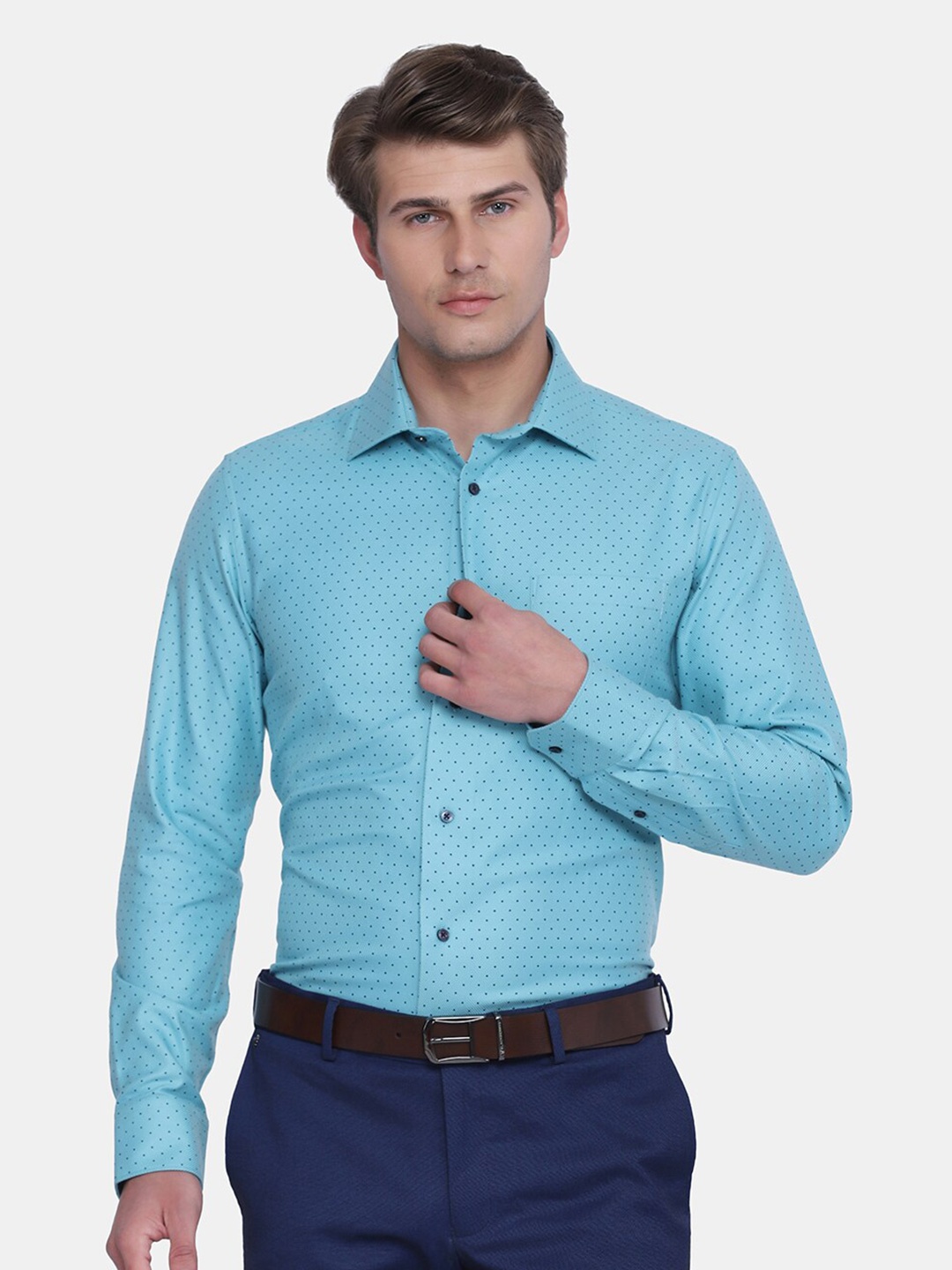 

Blackberrys Men Blue Slim Fit Printed Formal Shirt