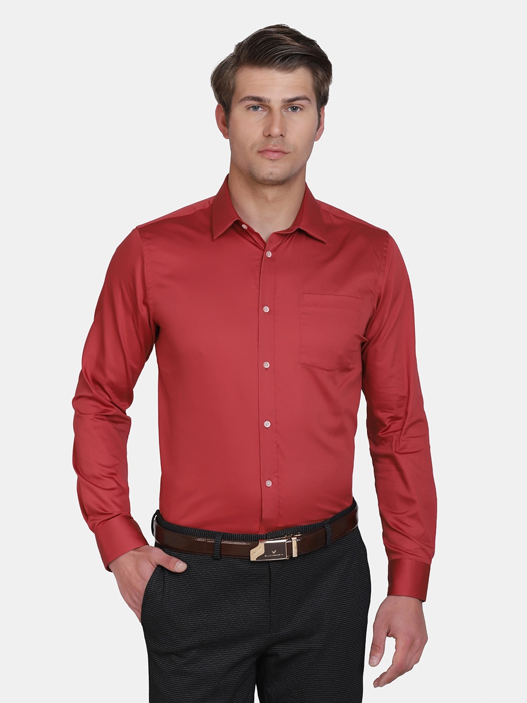 

Blackberrys Men Red India Slim Fit Cotton Formal Shirt
