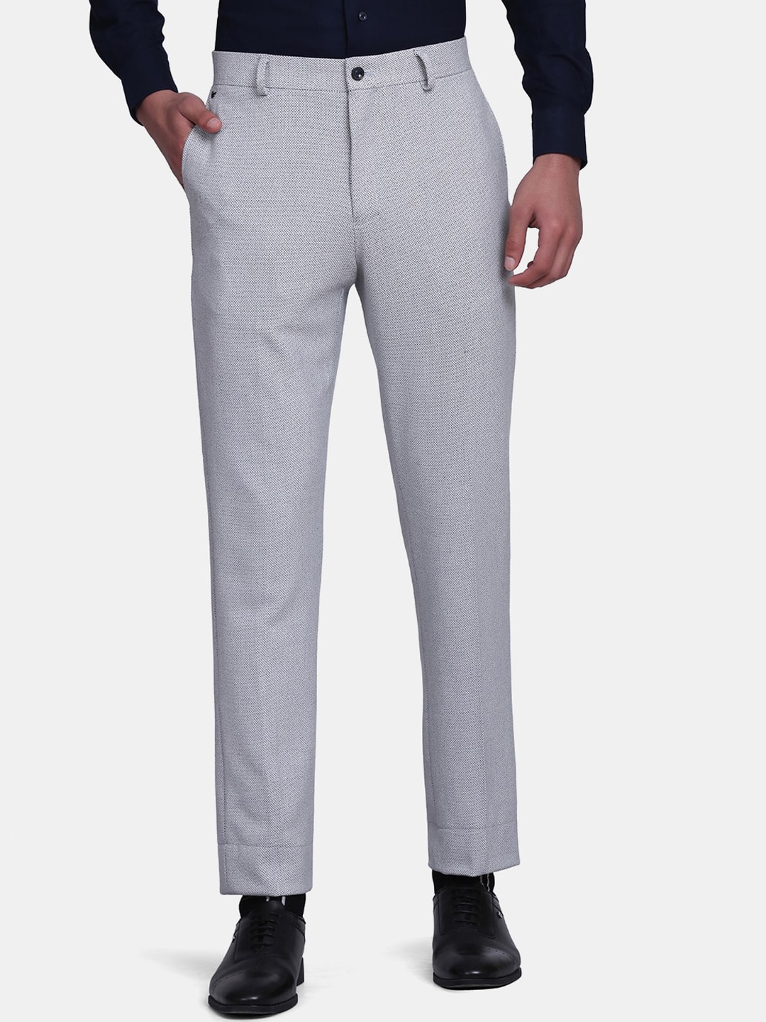 

Blackberrys Men Blue Solid Regular Fit Trousers