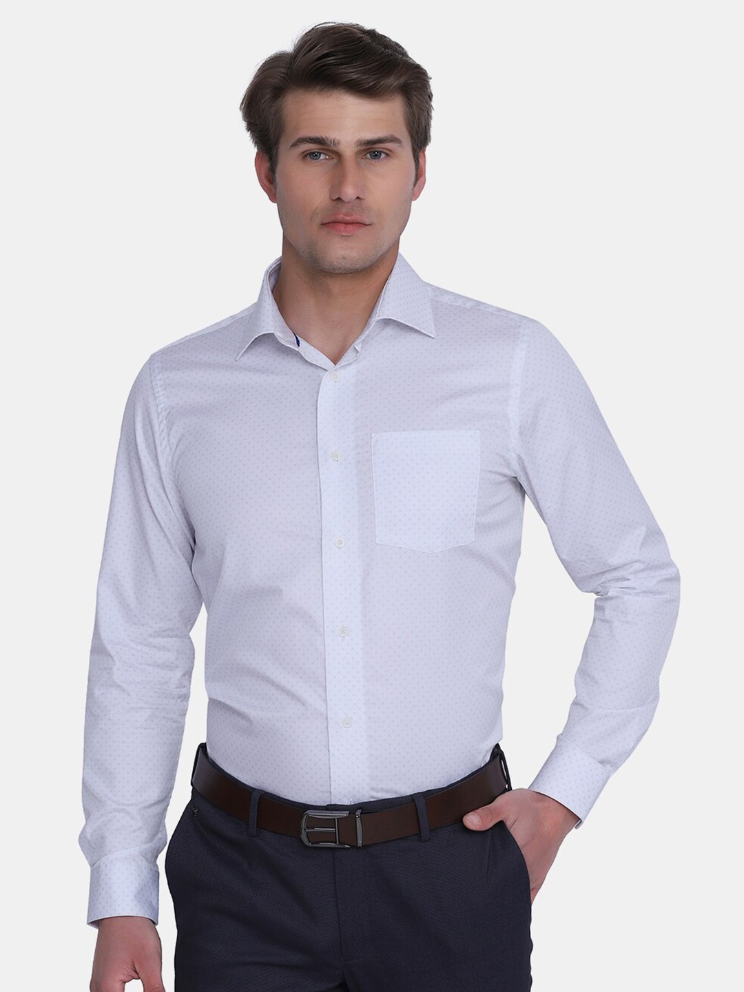 

Blackberrys Men White India Slim Fit Cotton Formal Shirt