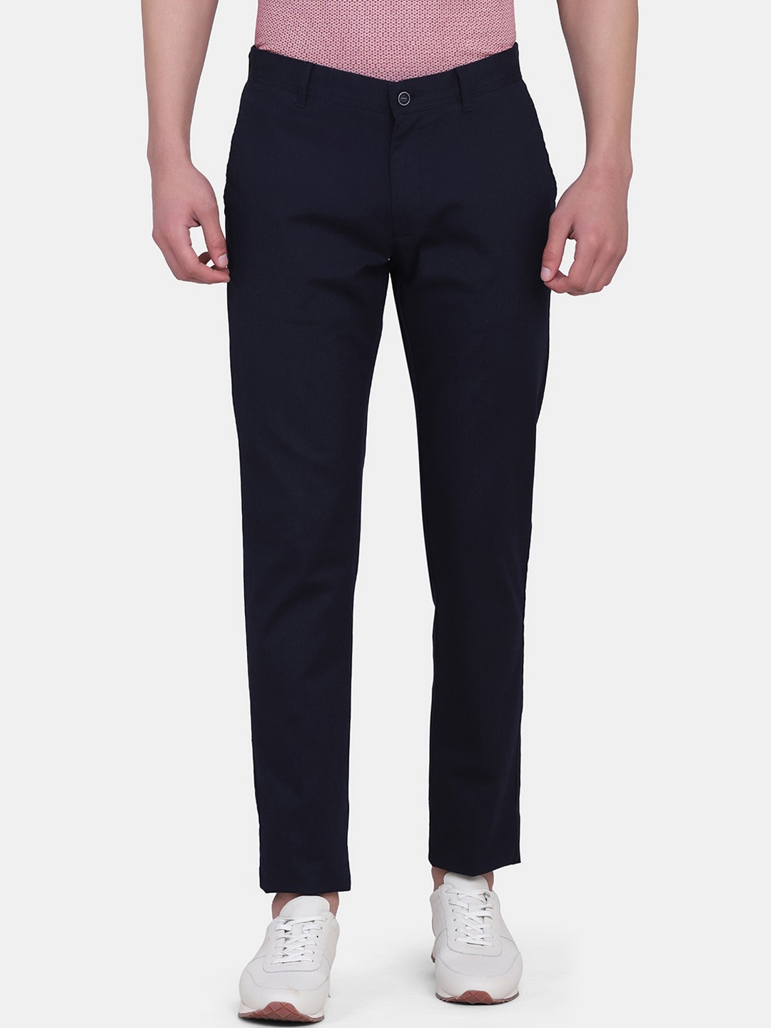 

Blackberrys Men Navy Blue Solid B-91 Skinny Fit Regular Cotton Trousers
