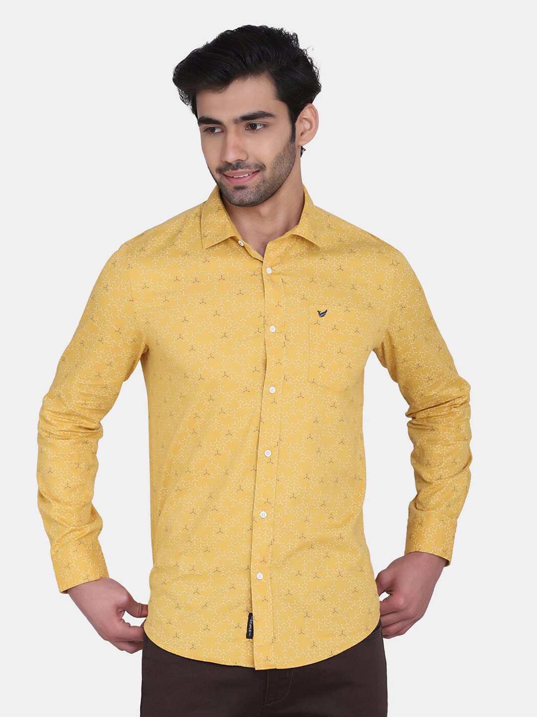 

Blackberrys Men Yellow India Slim Fit Printed Casual Shirt