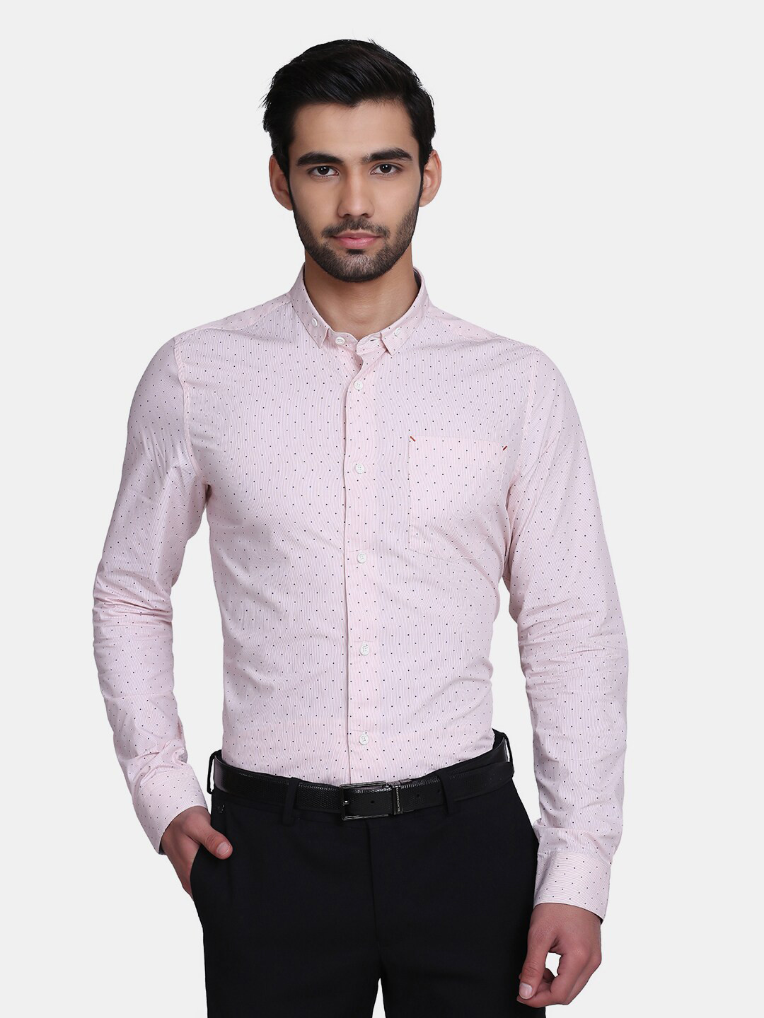 

Blackberrys Men Pink India India Slim Fit Printed Cotton Formal Shirt