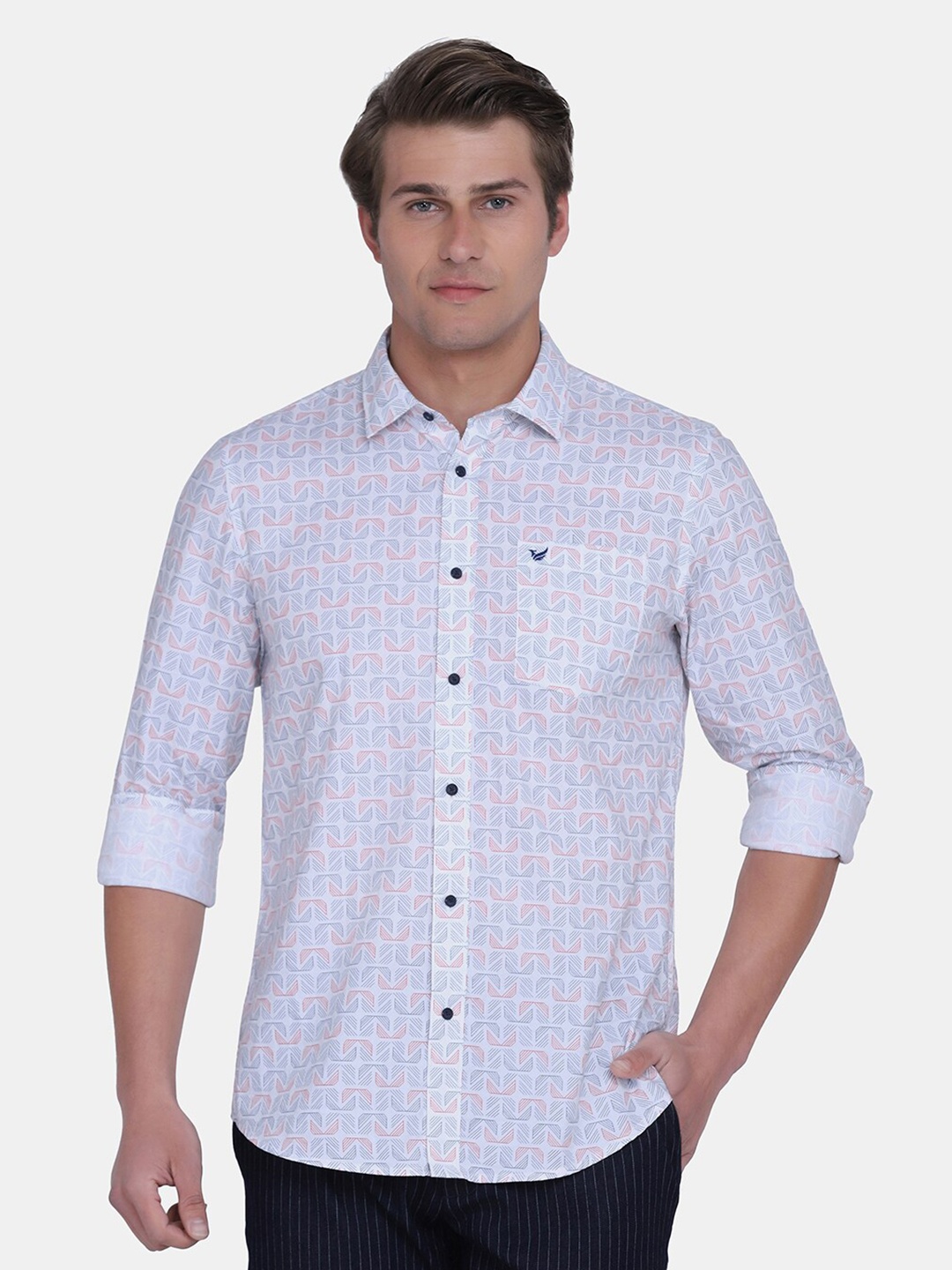 

Blackberrys Men White India Slim Fit Printed Cotton Casual Shirt