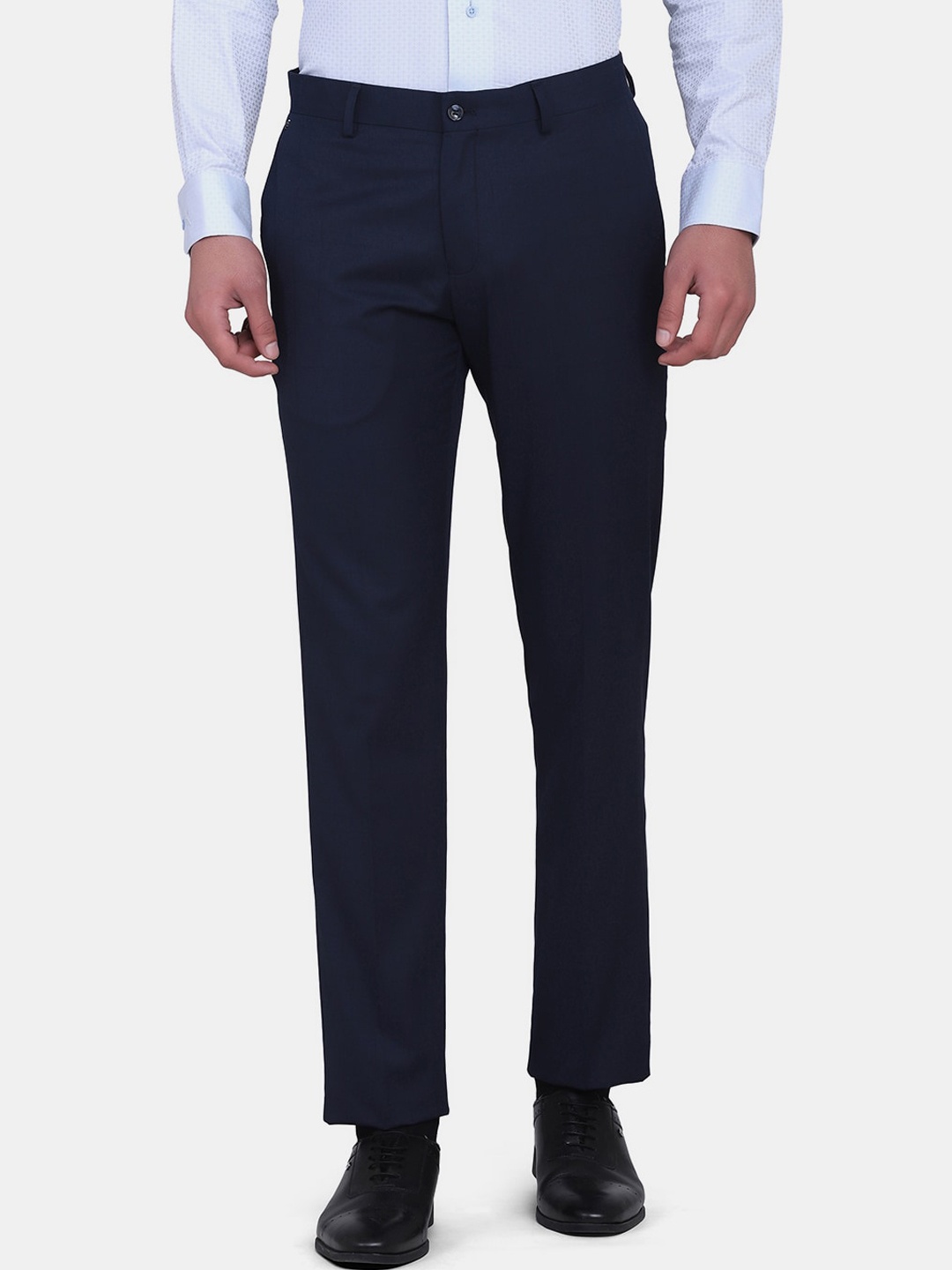 

Blackberrys Men Navy Blue Solid B-95 Slim Fit Trousers