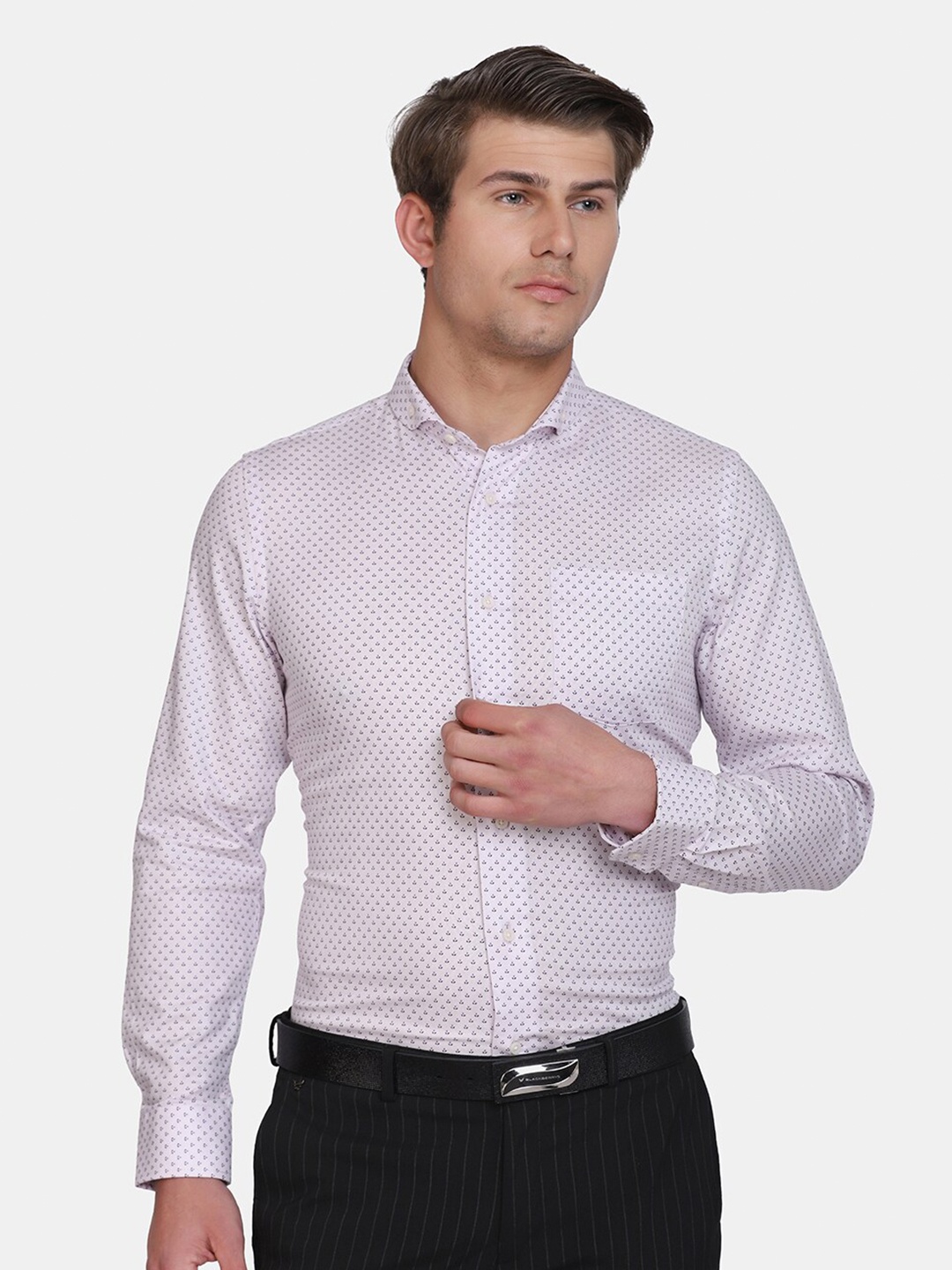 

Blackberrys Men Purple Slim Fit Printed Formal Shirt