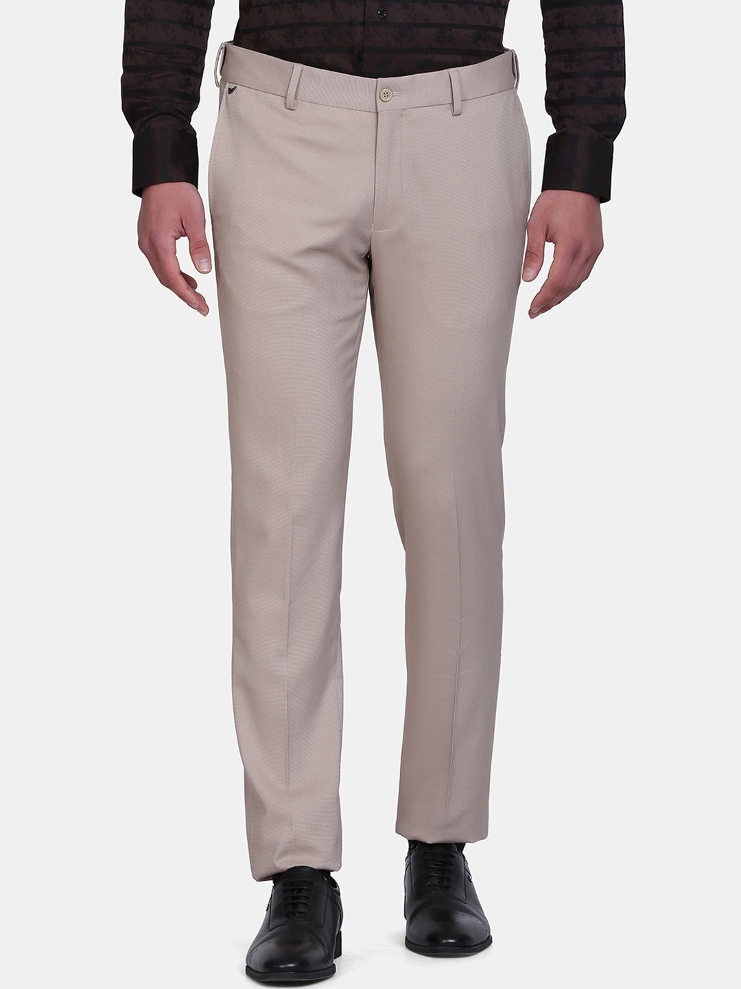 

Blackberrys Men Beige B-91 Skinny Fit Solid Trousers