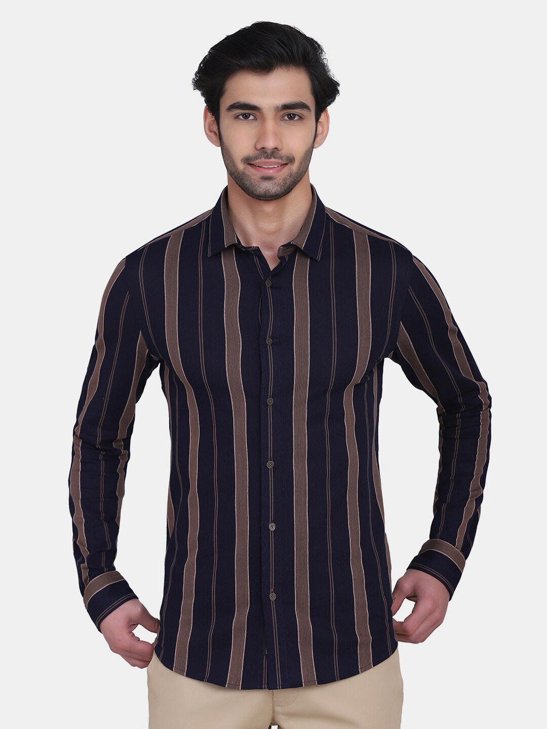 

Blackberrys Men Blue Striped Phoenix Skinny Fit Casual Shirt