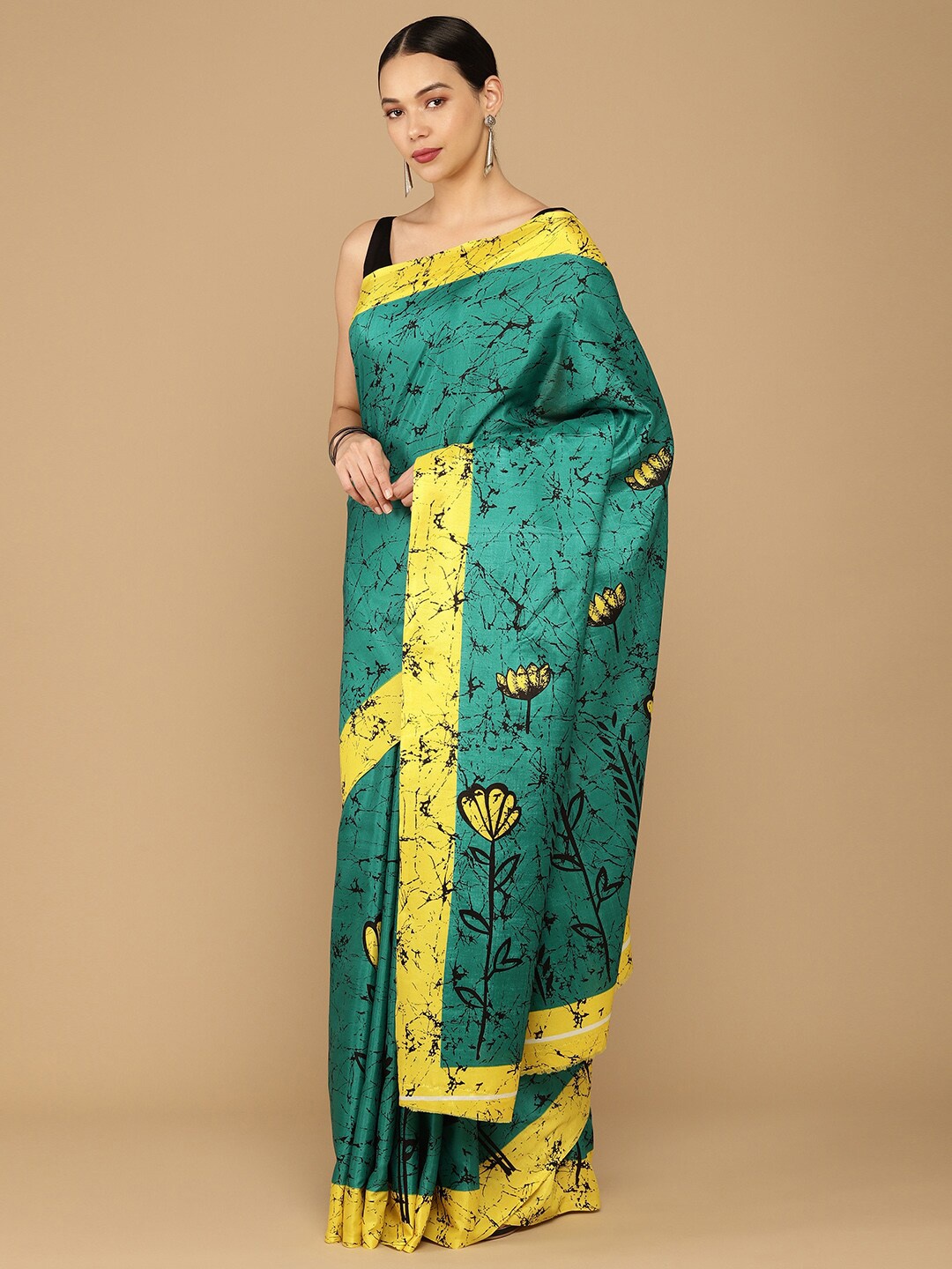 

Soch Green & Yellow Floral Silk Cotton Saree