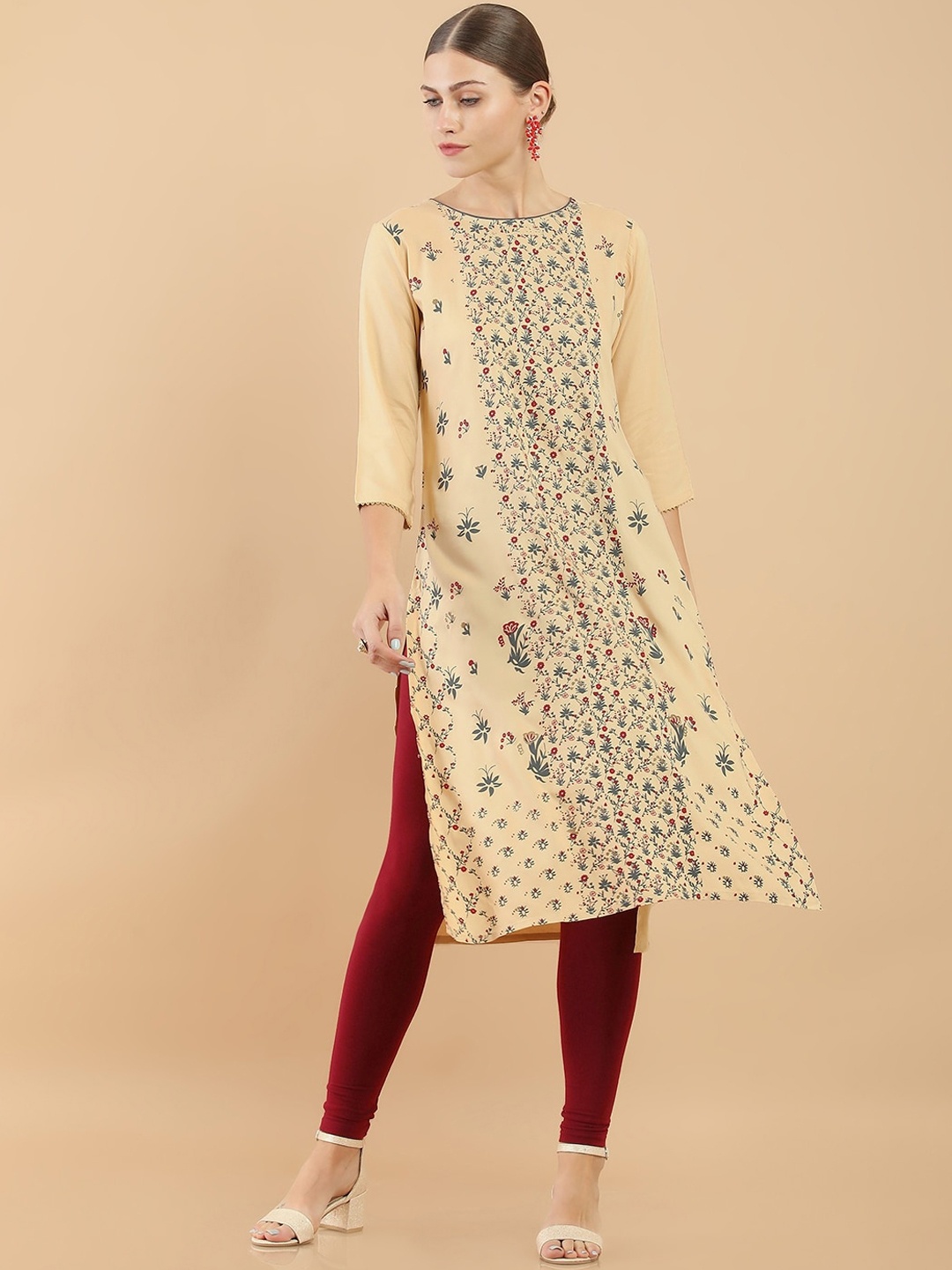 

Soch Women Beige Ethnic Motifs Printed Kurta