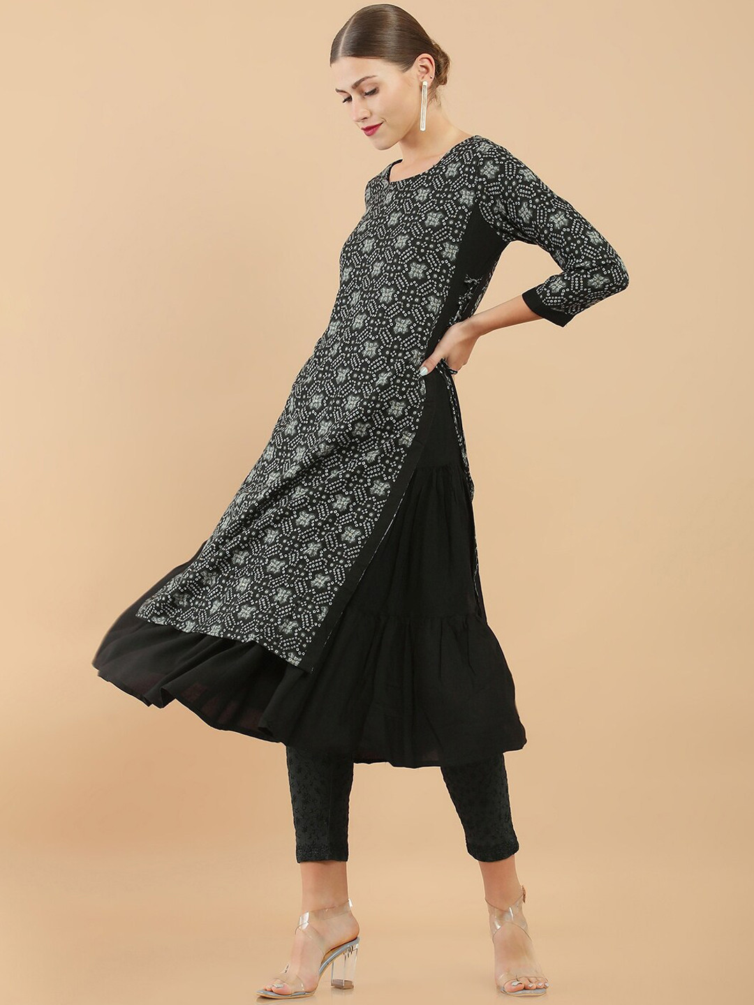 

Soch Women Black Ajrakh Printed A-Line Kurta