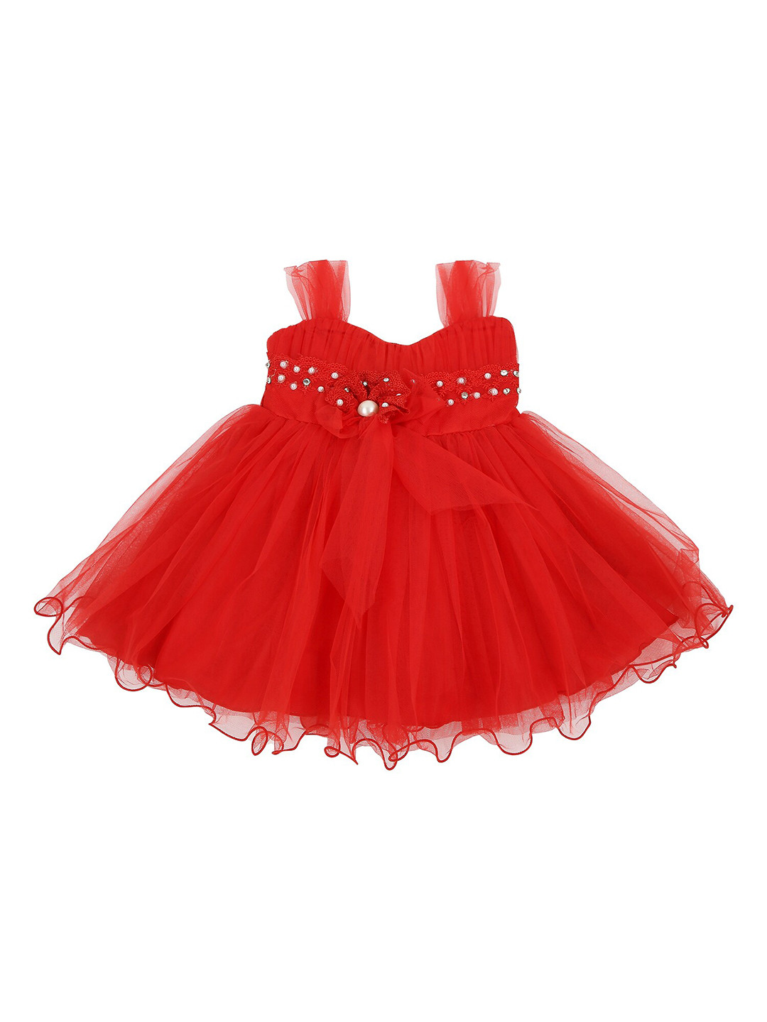 

Actuel Girls Red Net Fit and Flare Tulle Dress
